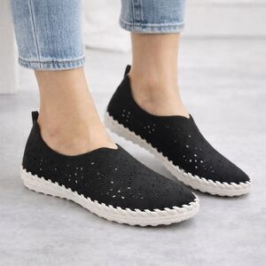 Bernie Mev TW09 Black Slip On Shoes Women EU 38 US 7.5 8 Memory Foam Perforated